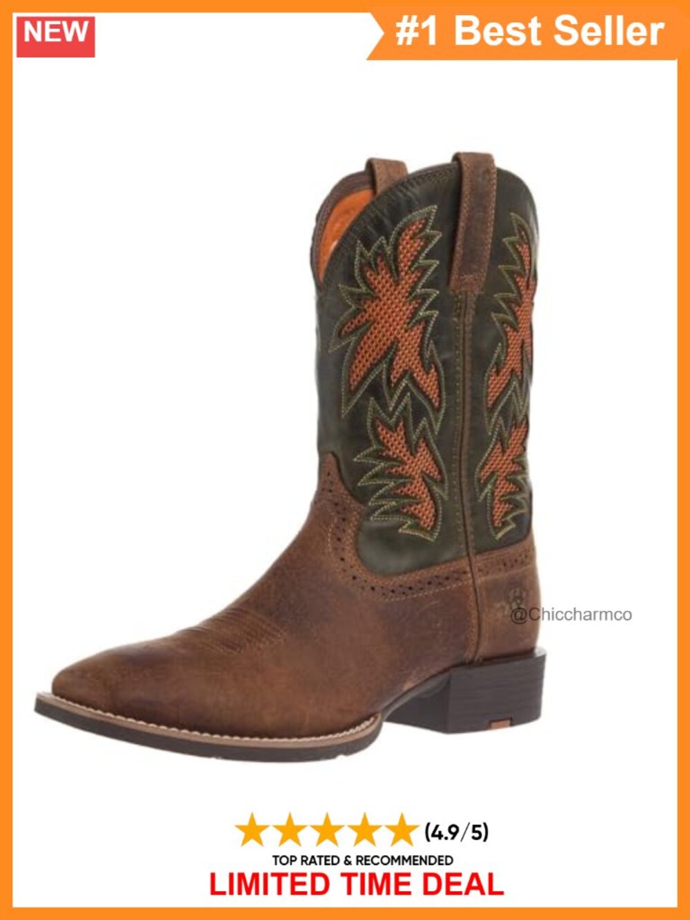 Sport Cool Venttek Wide Square Toe Cowboy Boots Leather Equestrian